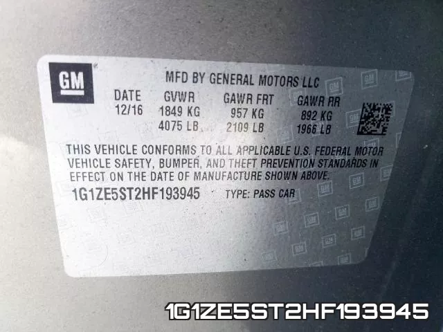 1G1ZE5ST2HF193945 фото 2