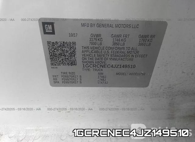1GCRCNEC4JZ149510 фото 10