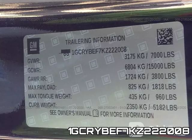 1GCRYBEF7KZ222008 фото 10