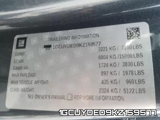 1GCUYDED9KZ159577 фото 2