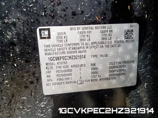 1GCVKPEC2HZ321914 фото 2