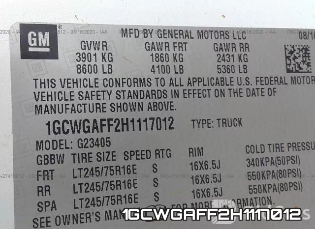 1GCWGAFF2H1117012 фото 10