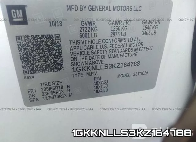 1GKKNLLS3KZ164788 фото 10