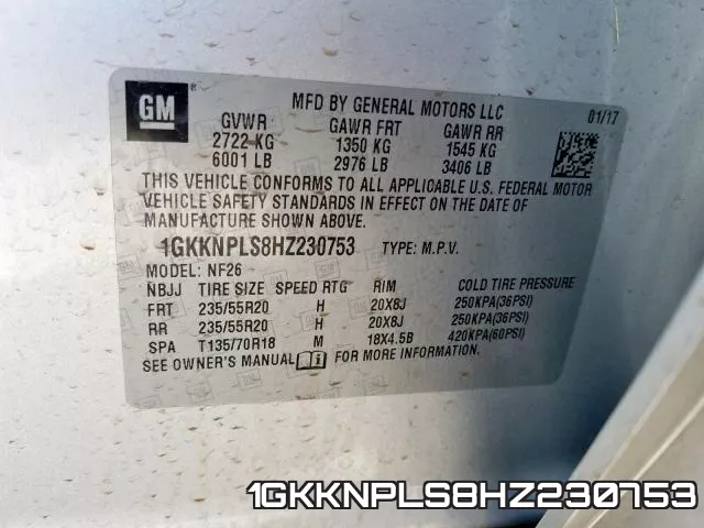 1GKKNPLS8HZ230753 фото 2