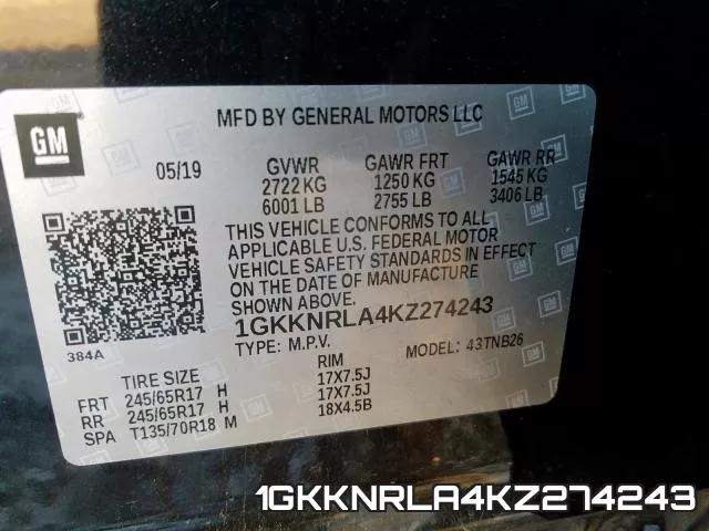 1GKKNRLA4KZ274243 фото 2