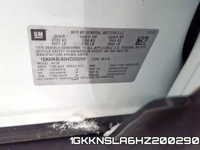 1GKKNSLA6HZ200290 фото 2