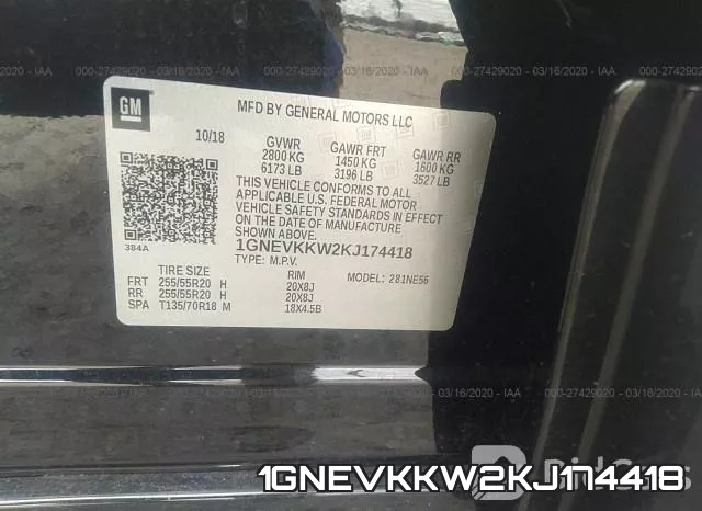 1GNEVKKW2KJ174418 фото 10