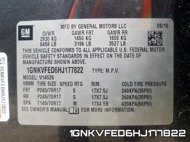 1GNKVFED6HJ177822 фото 2