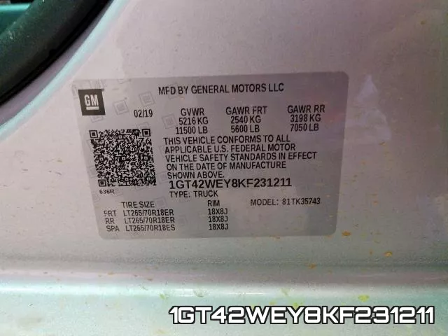 1GT42WEY8KF231211 фото 2