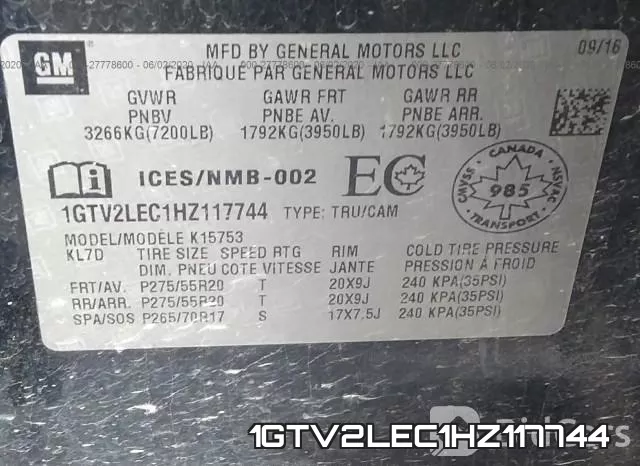 1GTV2LEC1HZ117744 фото 10