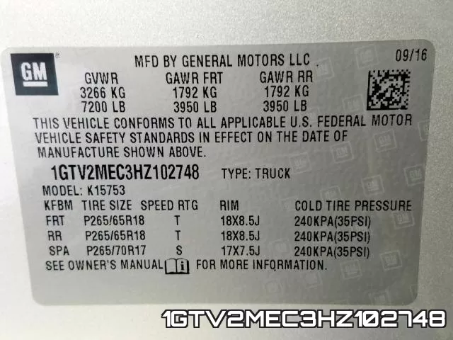 1GTV2MEC3HZ102748 фото 2