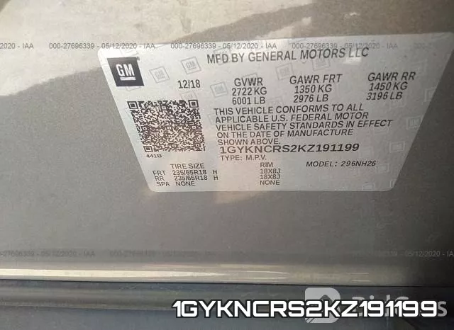 1GYKNCRS2KZ191199 фото 10