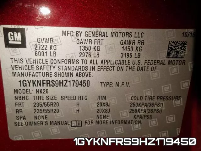 1GYKNFRS9HZ179450 фото 2