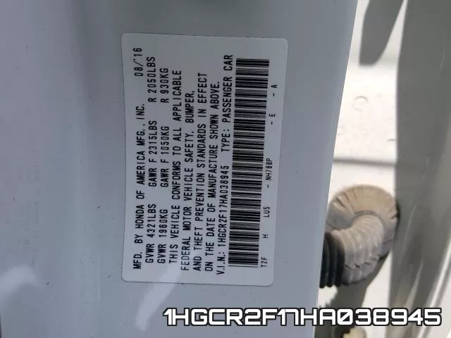 1HGCR2F17HA038945 фото 2
