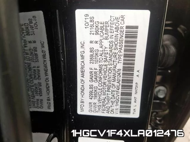 1HGCV1F4XLA012476 фото 2