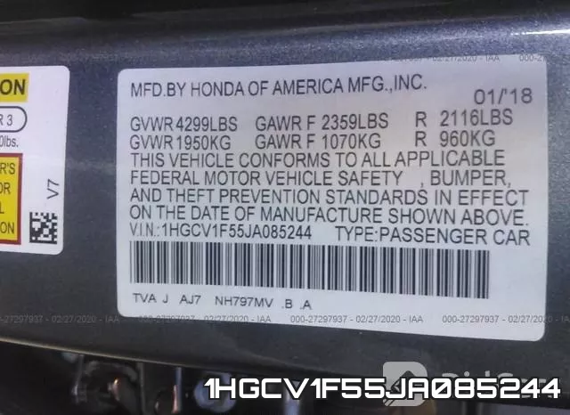 1HGCV1F55JA085244 фото 10