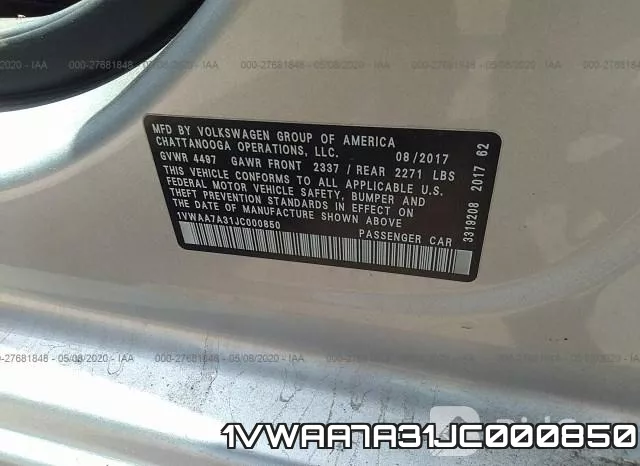 1VWAA7A31JC000850 фото 10