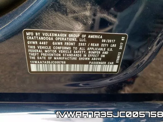 1VWAA7A35JC005758 фото 2