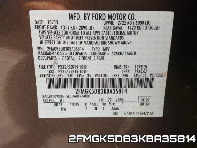 2FMGK5D83KBA35814 фото 2