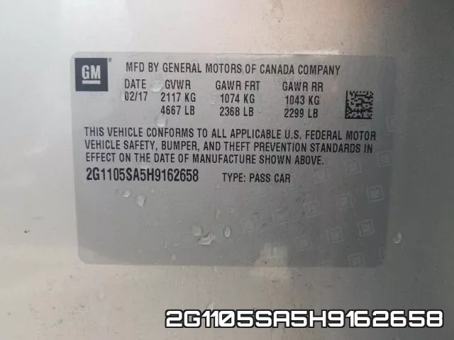 2G1105SA5H9162658 фото 2
