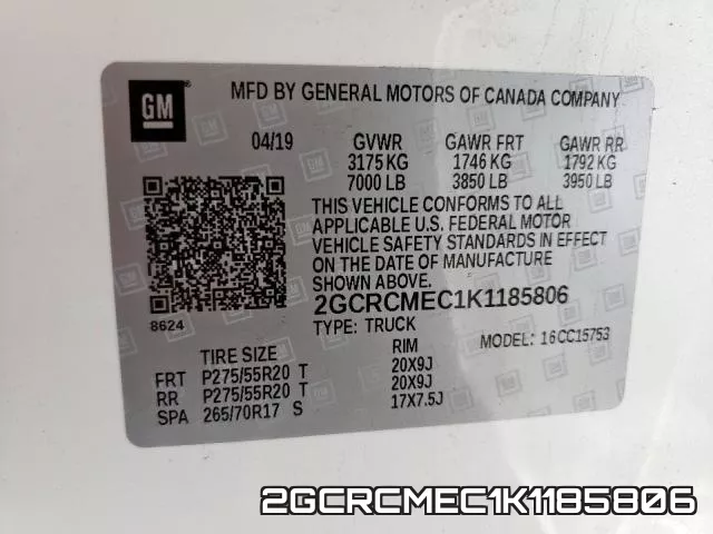 2GCRCMEC1K1185806 фото 2
