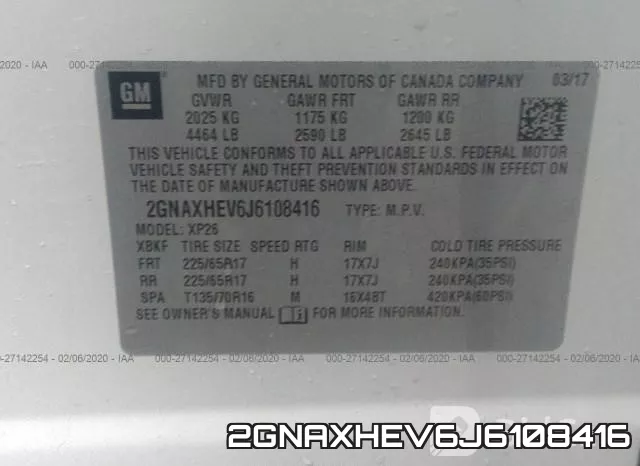 2GNAXHEV6J6108416 фото 10