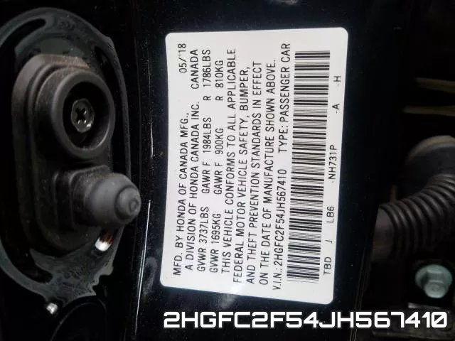 2HGFC2F54JH567410 фото 2