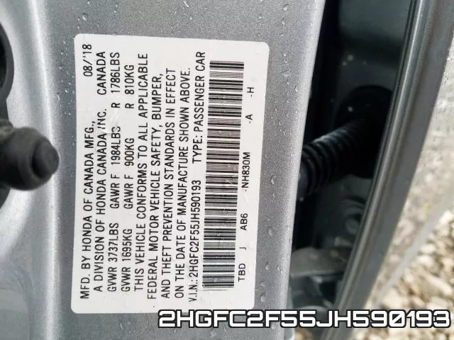 2HGFC2F55JH590193 фото 2