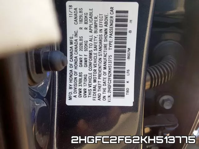 2HGFC2F62KH513775 фото 2