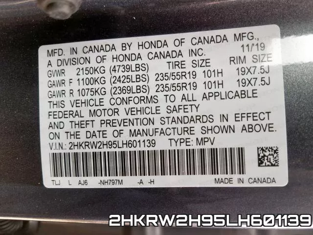 2HKRW2H95LH601139 фото 2