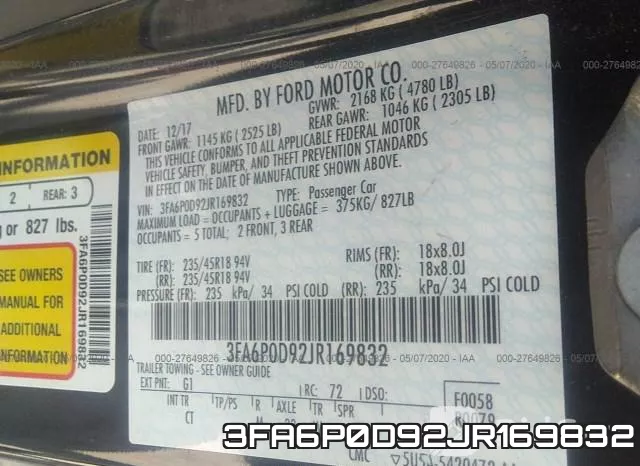 3FA6P0D92JR169832 фото 10