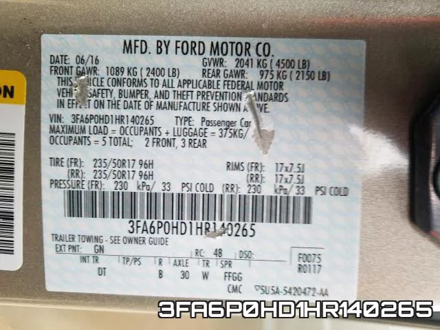 3FA6P0HD1HR140265 фото 2