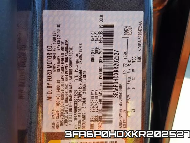 3FA6P0HDXKR202527 фото 2