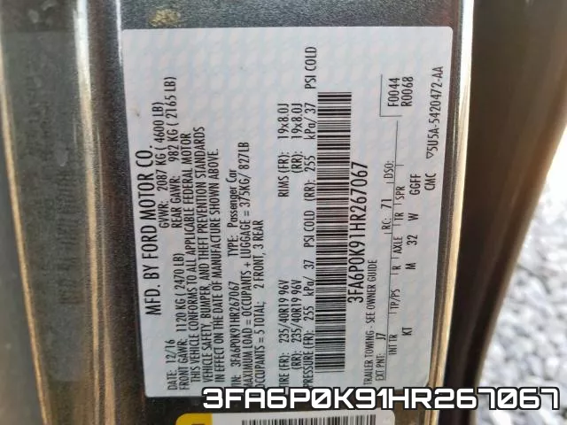 3FA6P0K91HR267067 фото 2