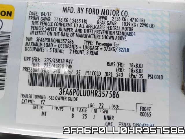 3FA6P0LU0HR357586 фото 2