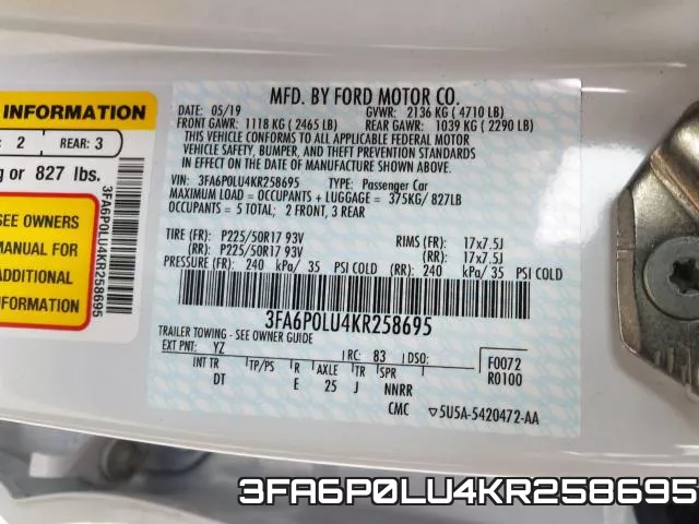 3FA6P0LU4KR258695 фото 2