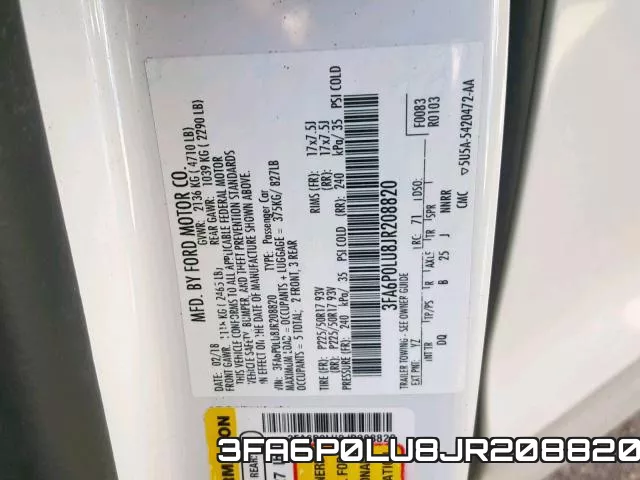 3FA6P0LU8JR208820 фото 2