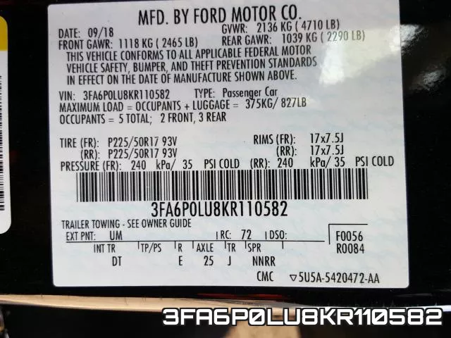 3FA6P0LU8KR110582 фото 2