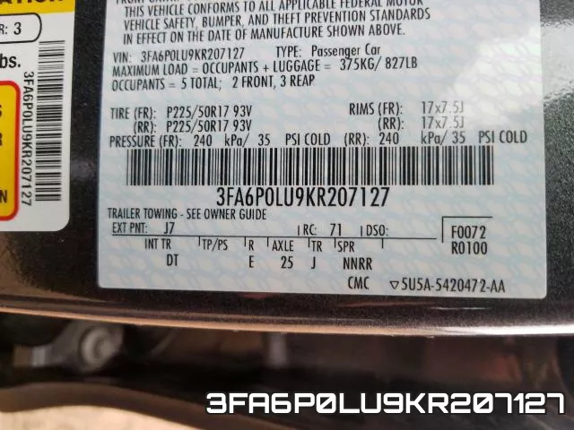 3FA6P0LU9KR207127 фото 2