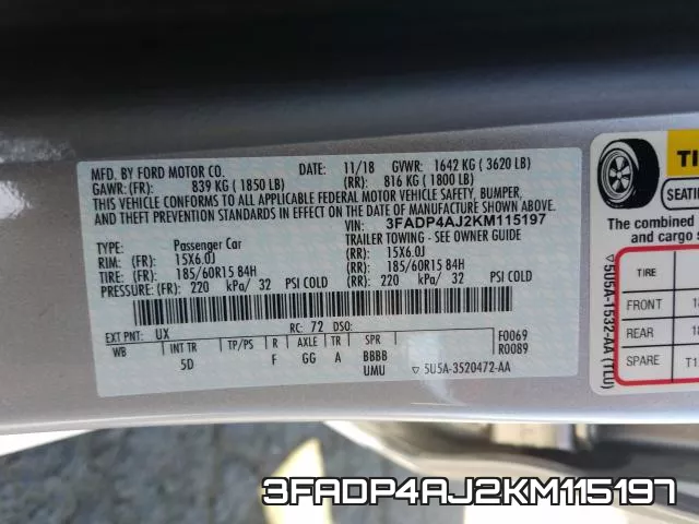 3FADP4AJ2KM115197 фото 2