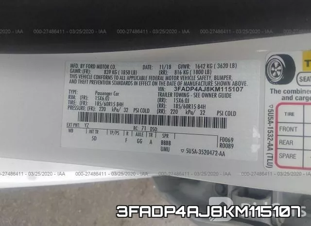 3FADP4AJ8KM115107 фото 10