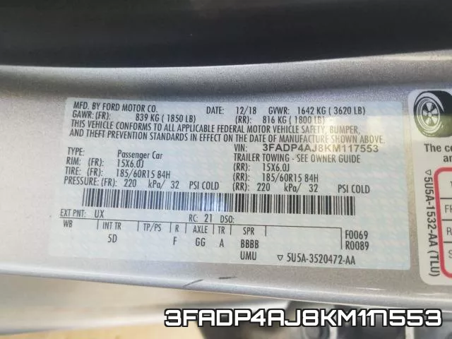3FADP4AJ8KM117553 фото 2