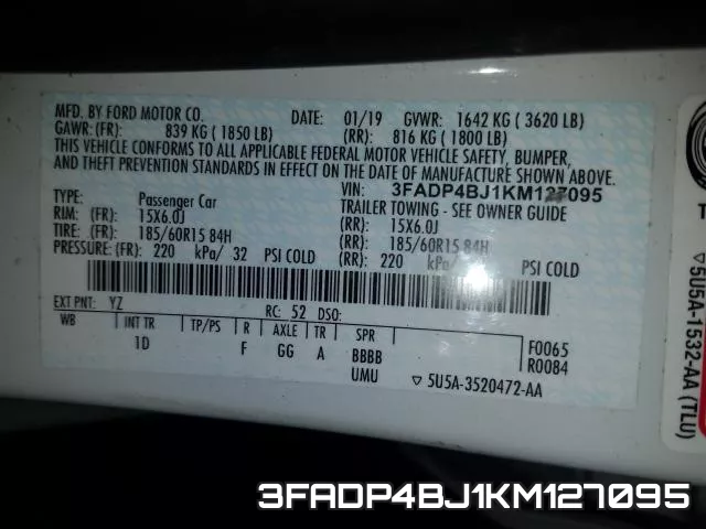 3FADP4BJ1KM127095 фото 2