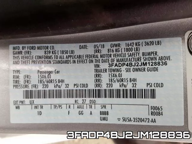 3FADP4BJ2JM128836 фото 2