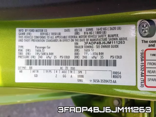 3FADP4BJ6JM111263 фото 2