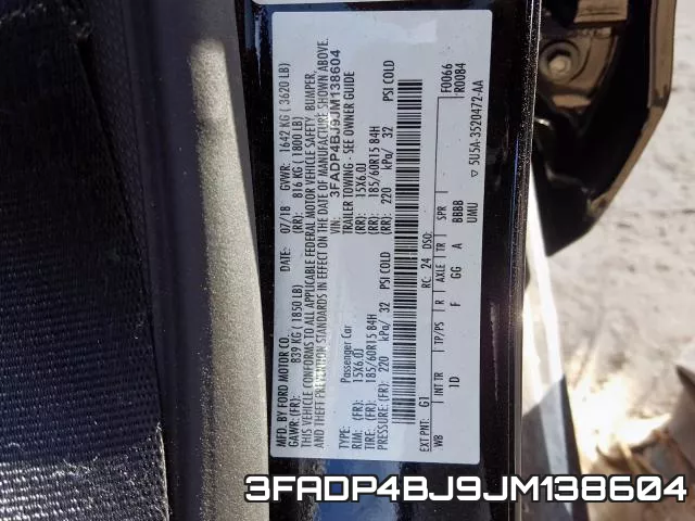 3FADP4BJ9JM138604 фото 2
