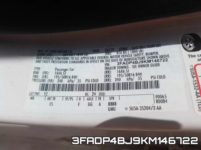 3FADP4BJ9KM146722 фото 2