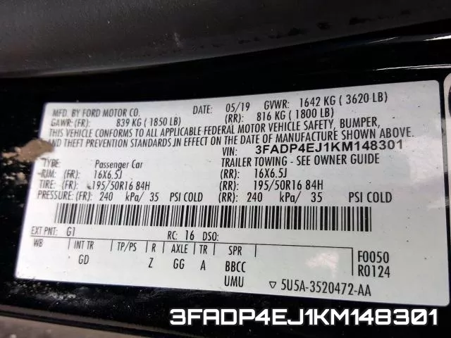 3FADP4EJ1KM148301 фото 2