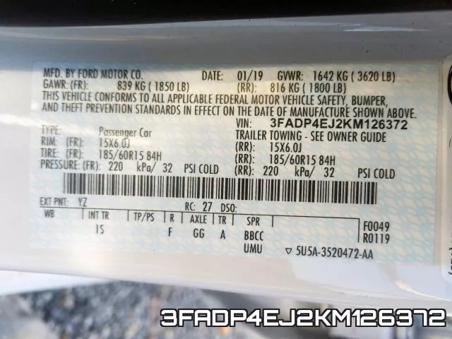 3FADP4EJ2KM126372 фото 2
