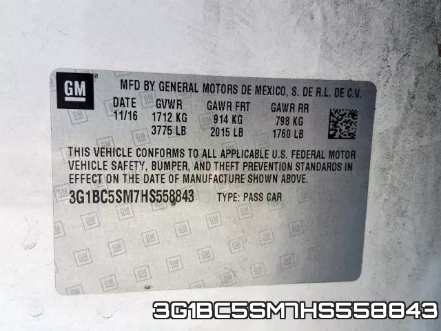 3G1BC5SM7HS558843 фото 2